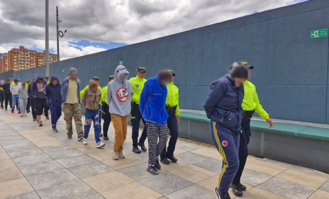 Presentaci&oacute;n de la captura de 'Los Fronterizos' en el comando de Polic&iacute;a de la metropolitana de Bogot&aacute;