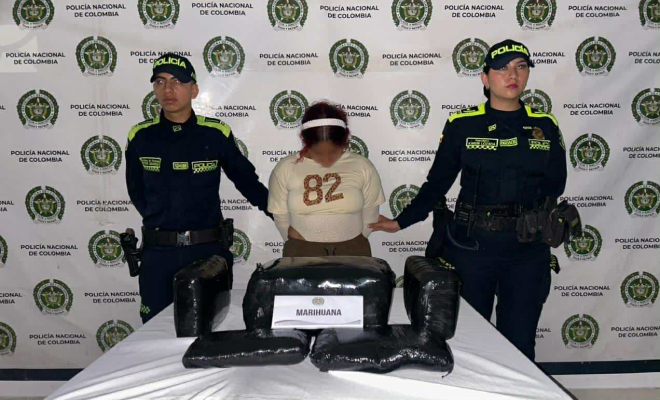 Mujer capturada con 15 kilos de marihuana