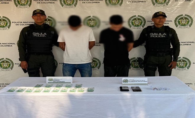 GAULA de la Policía Nacional captura a dos personas por extorsión en Neiva