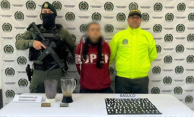 Incautación de 123 dosis de bazuco listas para ser comercializadas