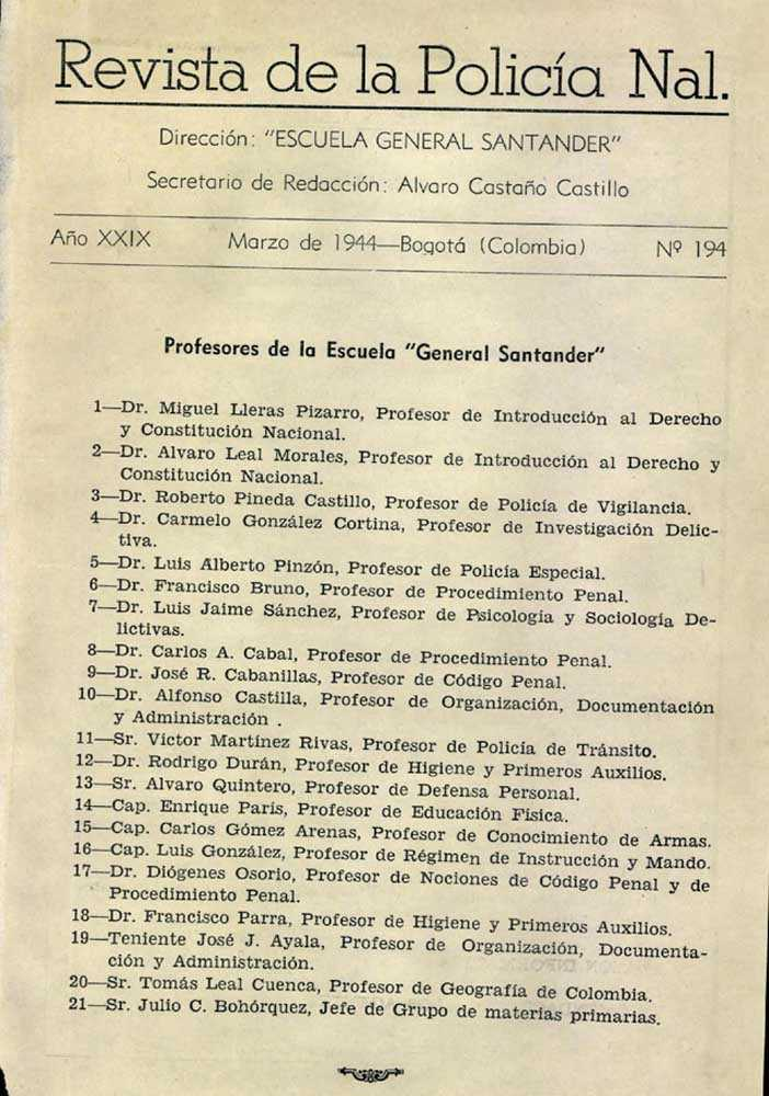 Portada de la Revista de la Polic&iacute;a