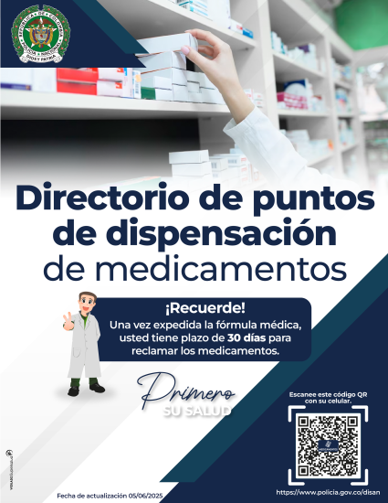 Directorio puntos de dispensación de medicamentos de la Dirección de Sanidad 2025